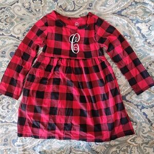 Monogramed C buffalo plaid dress 2T